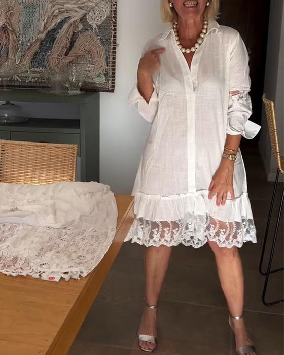 Skjortekjole Kniplingkantet Krage