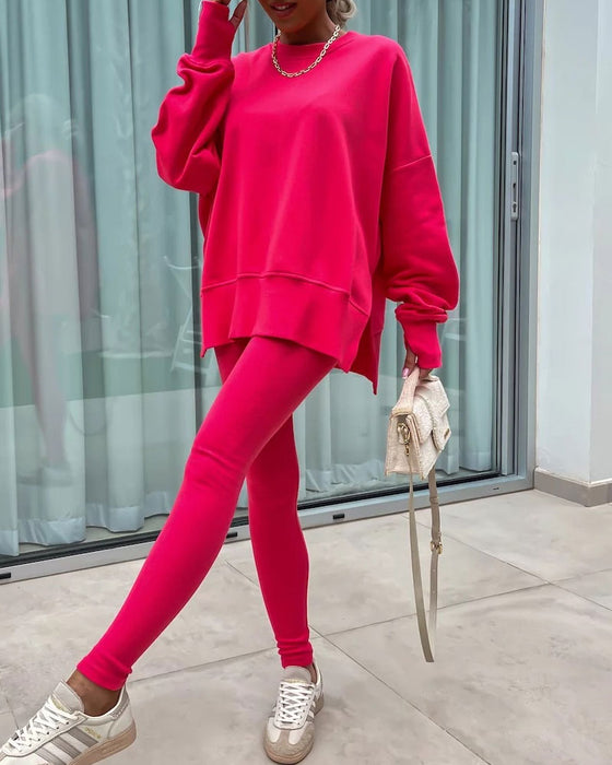Sett Slim Bukse Løs Sweatshirt