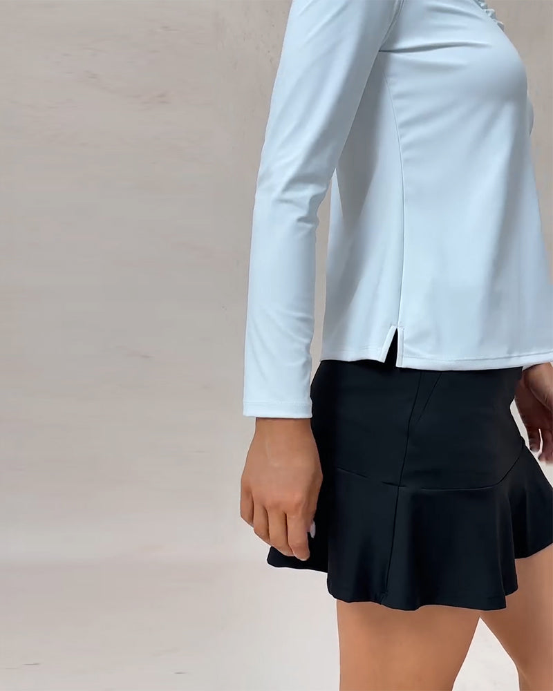 Topp Høy Stretch Rasktørk Rysjet V-Hals Uformell