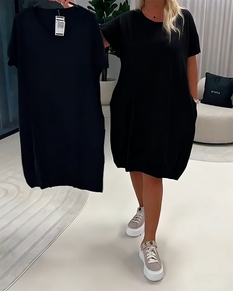 Kjole Kortærme Rund Hals Loose-Fit