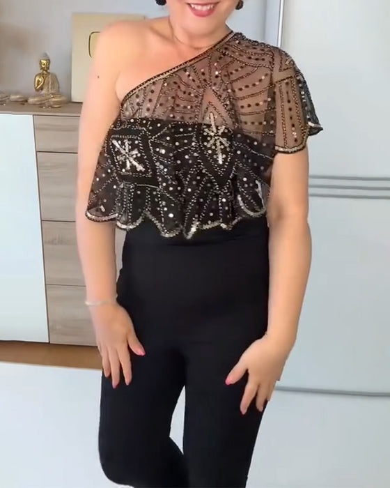 Sjal Vintage Blonder med Perler