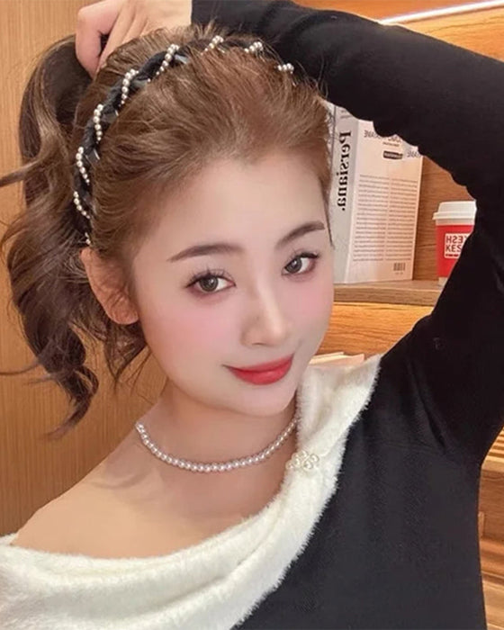 Hårbånd Vintage Høy Kranium Kunstperle