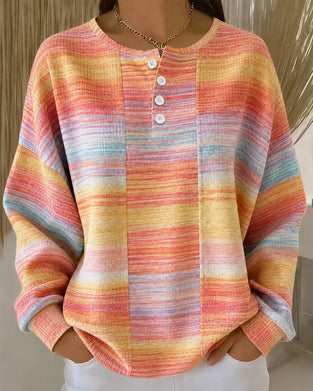 Sweatshirt Rundhalset Knapp Ombre