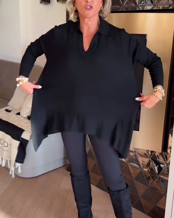 Uregelmessig Krage Langermet Topp