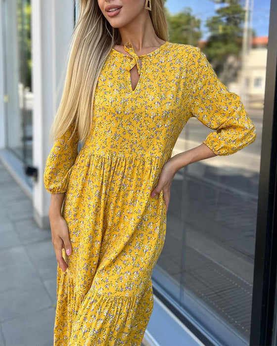 Frisk floral plissert fritidskjole