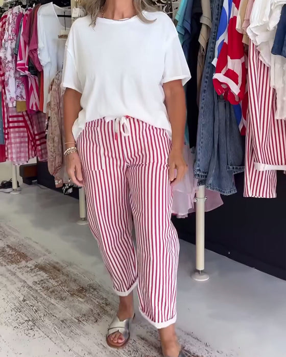 Bukse Casual Lomme Stripete