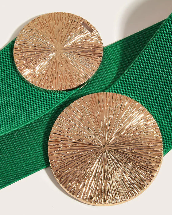 Dame Vintage Elastisk Belte Med Gyllent Spenne