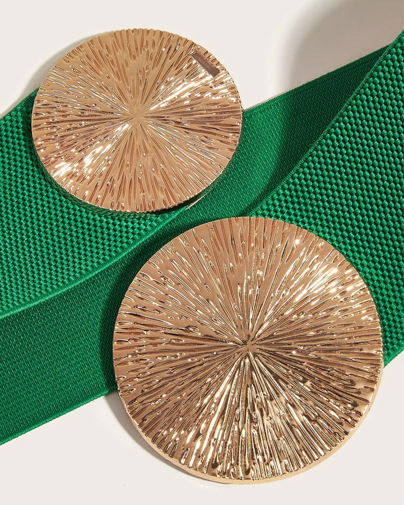 Dame Vintage Elastisk Belte Med Gyllent Spenne