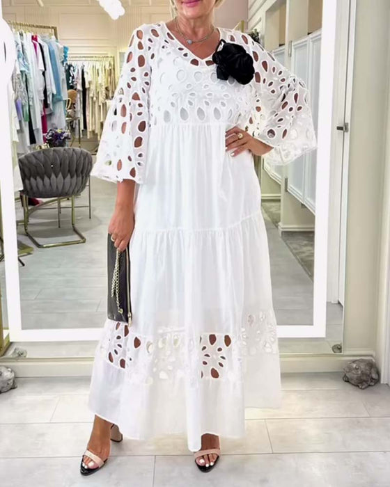 Kjole elegant ensfarget blonder hull