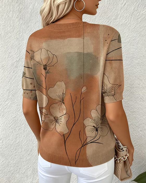Genser Trykt Kortermet Rund Hals Pullover