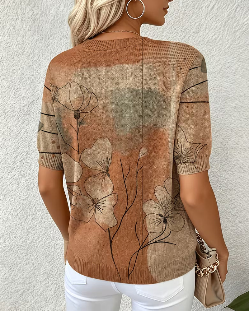 Genser Trykt Kortermet Rund Hals Pullover