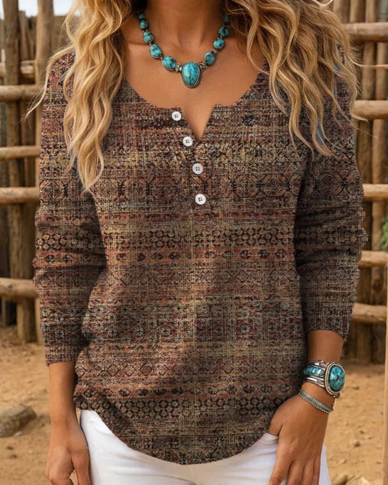 Top Med Vintage Stil, Kausal Stemning Och Knappet Detalj