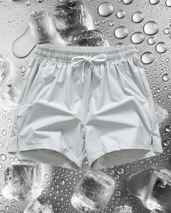Shorts Menn Elastisk Midje Lomme Hurtigtørkende Is-Silke Sport