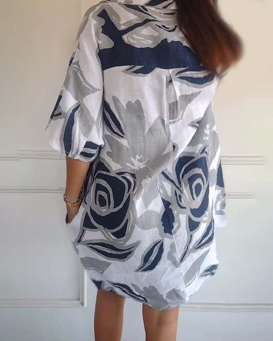 Blomstertrykk jakkeslagskjole