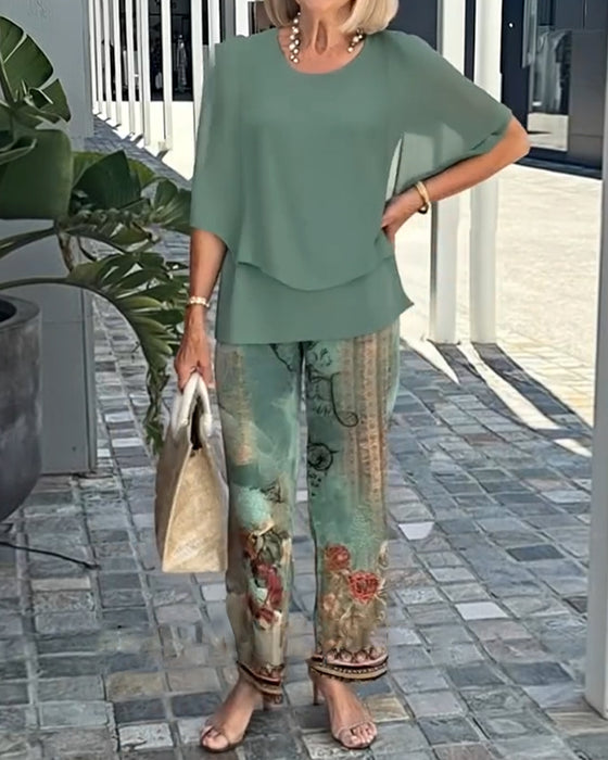 Set Fashion Trykte Rette Bukser