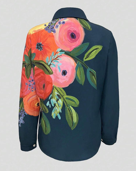 Bluse Trykt Ståkkrage