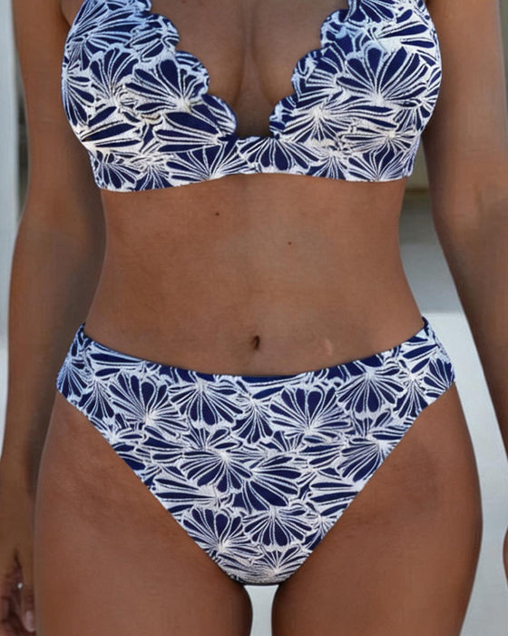 Bikini Scallopet Kant Trykk