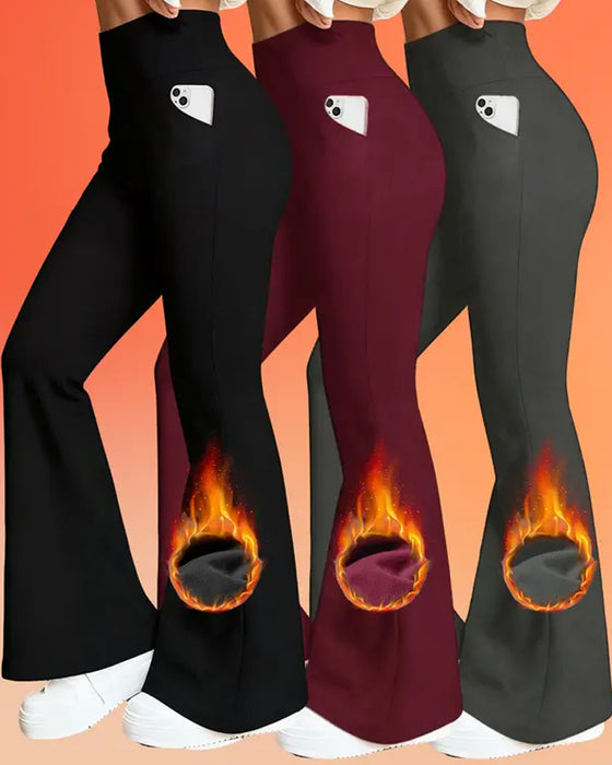 Børstet Fleece Utvidede Yogabukser