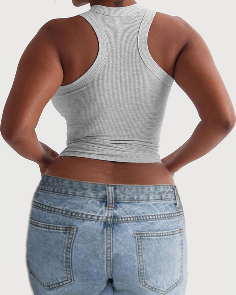 Tank Topp Ribbet Bred Stropp Racerback