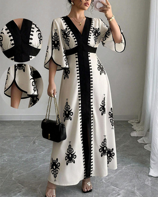 Maxikjole Bohemsk Print V-Hals