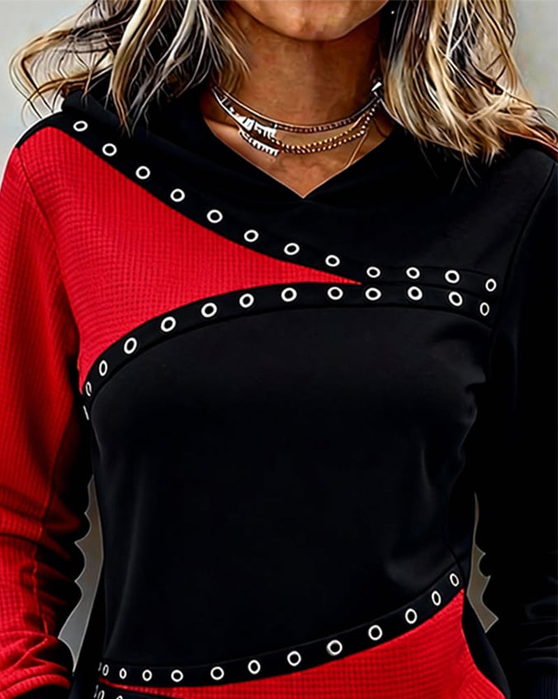 Uformell Hettegenser Med Fargekontrast