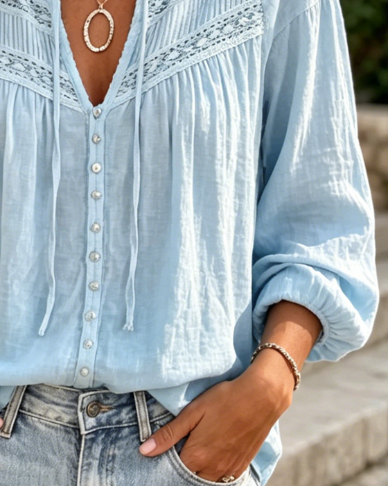 Bluse Casual Hollow Out Blonder