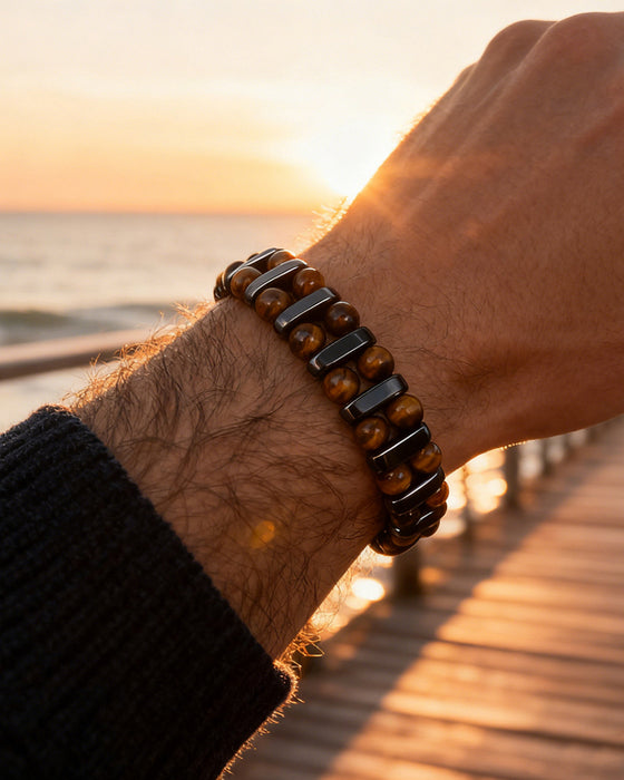 Naturlig Tigerøye Sten Armbånd