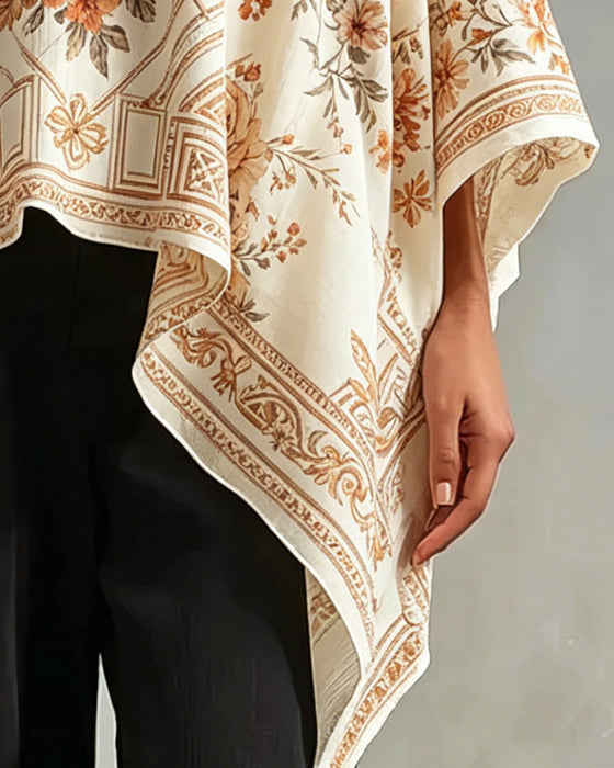 Bluse V-Hals Blomstret Uregelmessig