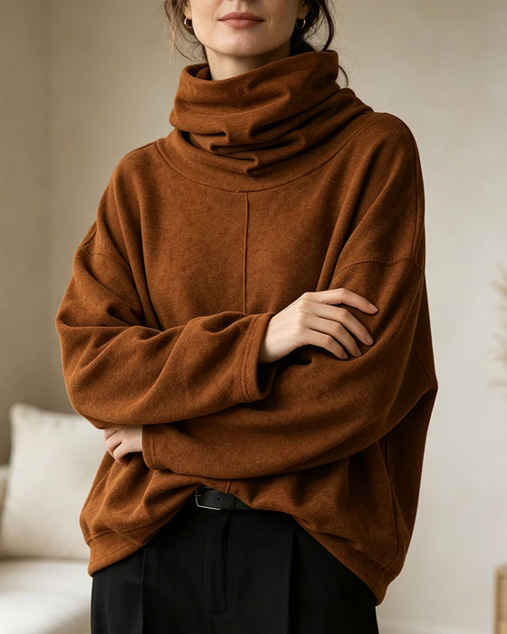 Sweatshirt Turtleneck Lang Erme Casual