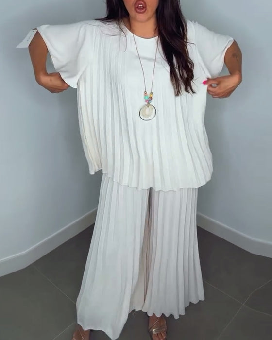 Ensfargede plisserte løse sett