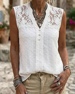 Tank Top Blonde Jacquard Ermeløs