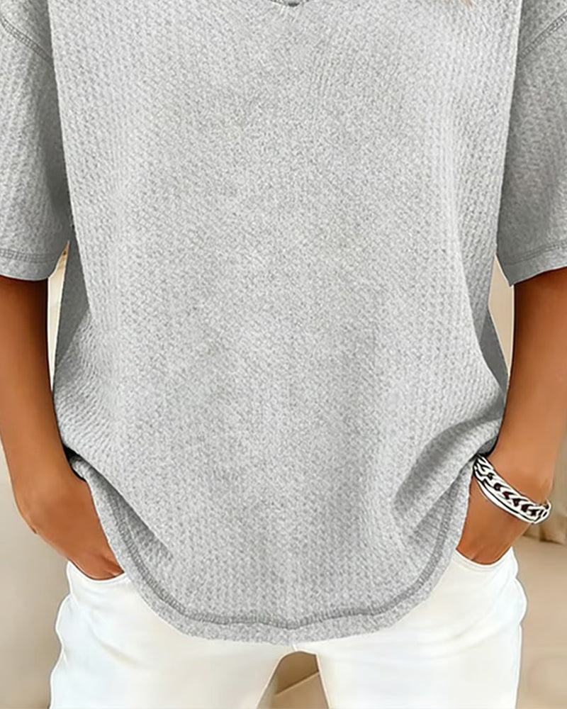 T-skjorte V-uttringning Løs Kortermet