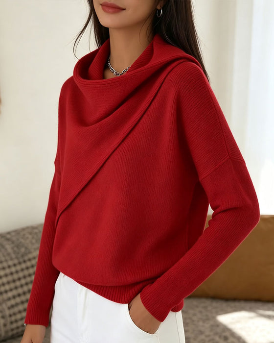 Pullover Stilig Mock Hals Lang Erme Strikket