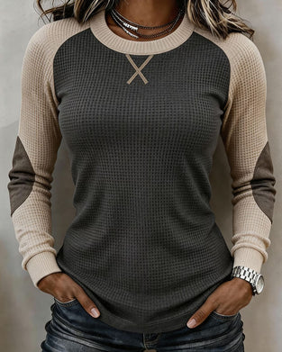 Topp Rund Hals Raglan Fargeblokk