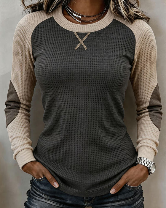 Topp Rund Hals Raglan Fargeblokk