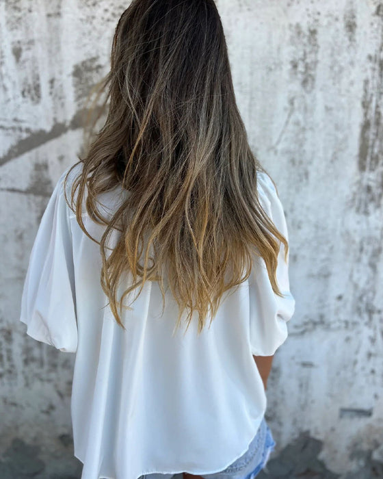 Bluse Casual Mote Kort Erme Enfarget