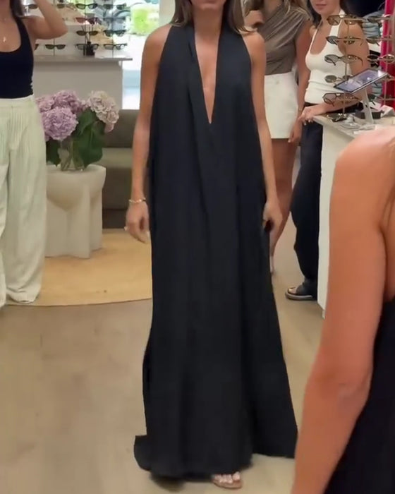 Kjole Elegant Ermløs Gulvlang