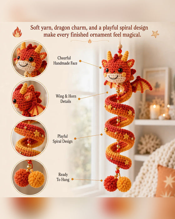 🐉 Nybegynnervennlig DIY-sett for et fortryllet drage-spiralhengende ornament | Komplett sett inkludert alle verktøy og en trinn-for-trinn-veiledning 💕