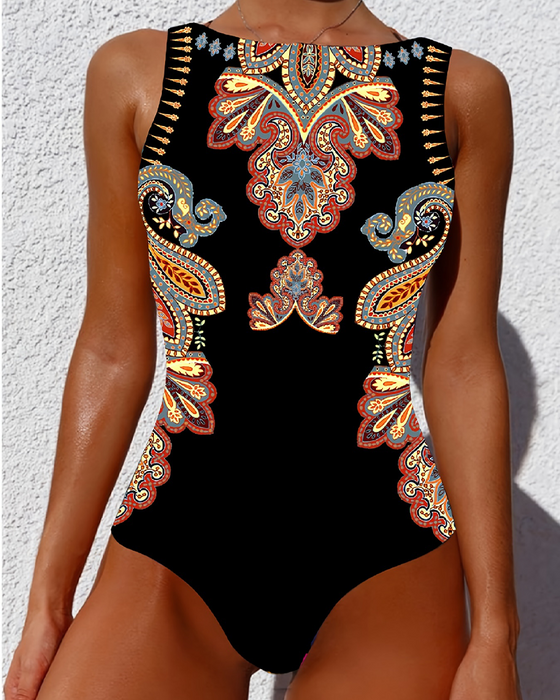 Badedrakt Paisley Uten Ermer En-Delt