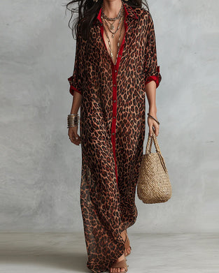 Kjole Slag Leopard Fargeblokk