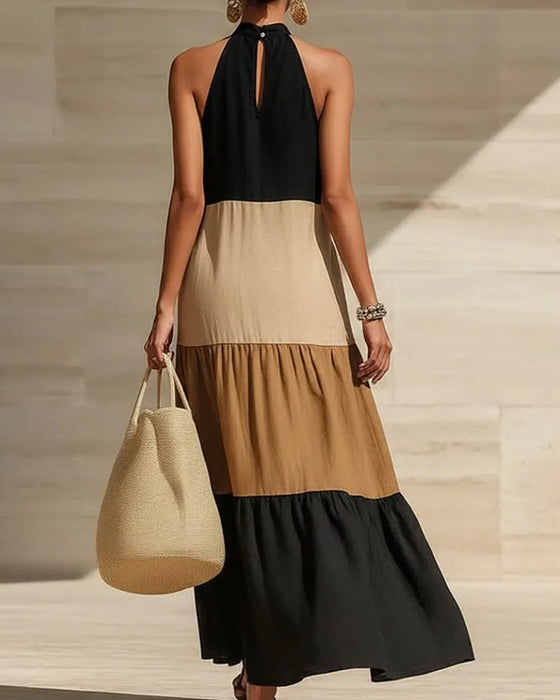 Kjoler Halter Off-Shoulder Lappeteppe Fargeblokk