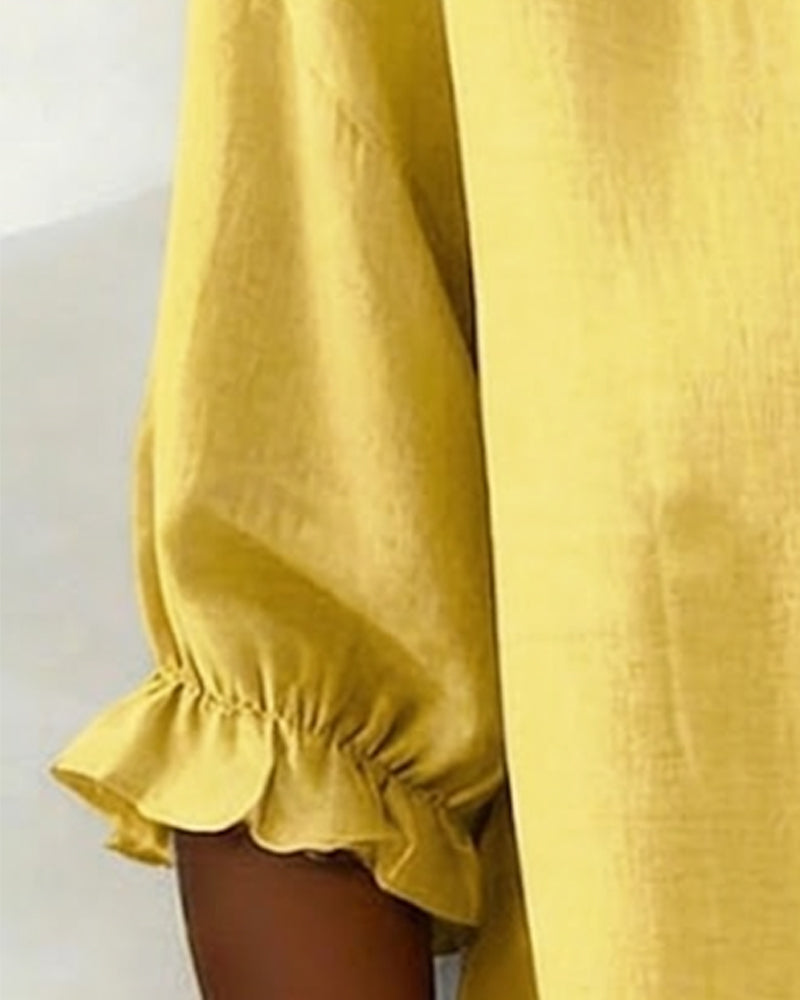 Skjorte Peter Bomull-lin Pan-Krage Rysjekant Knappefront