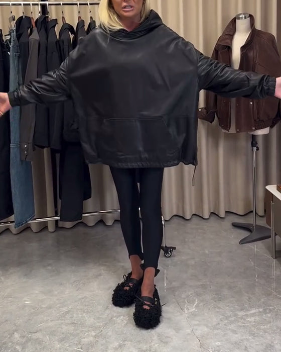 Løs Hettegenser I Pu-Skinn