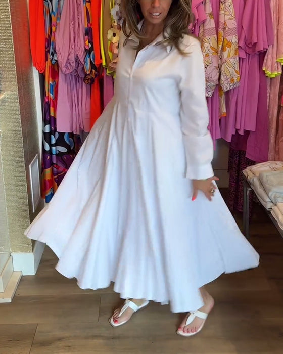 Ensfarget casual kjole med jakkeslag