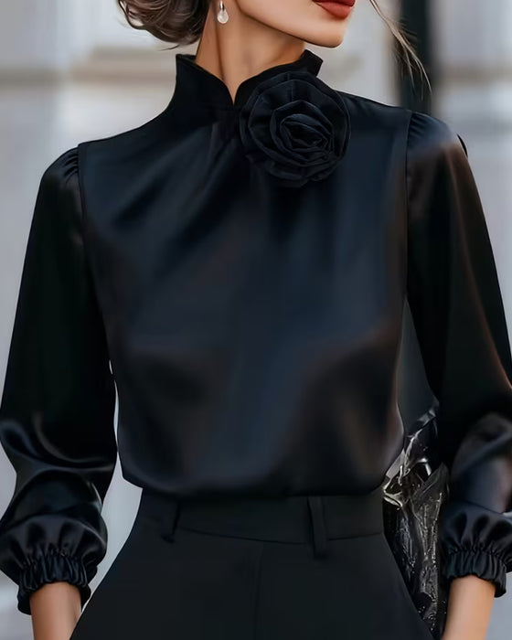 Bluse Turtleneck Rose Lang Erme