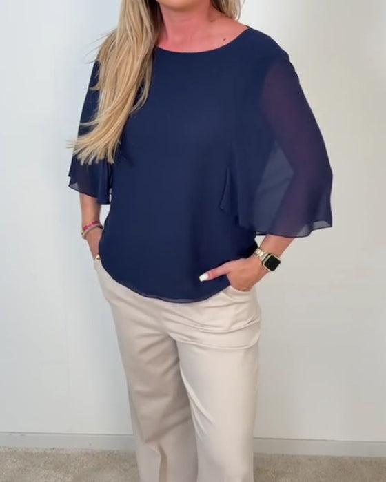 Bluse Klokkeerme Rund Hals