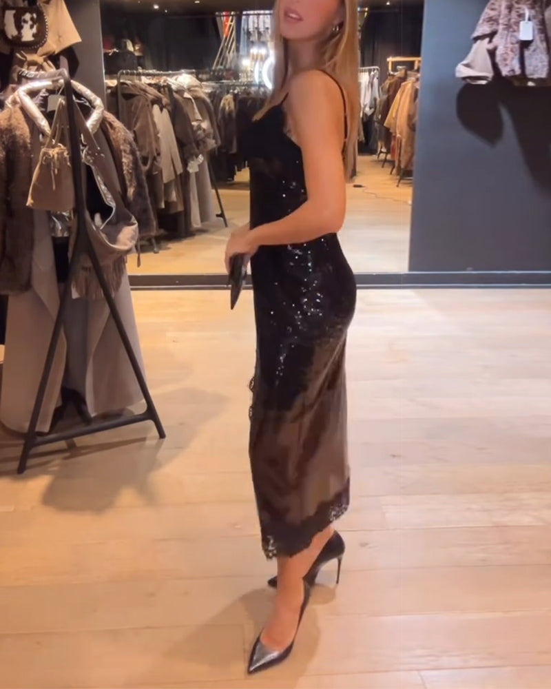 Sofistikert Spaghetti Stroppkjole For Kvelden