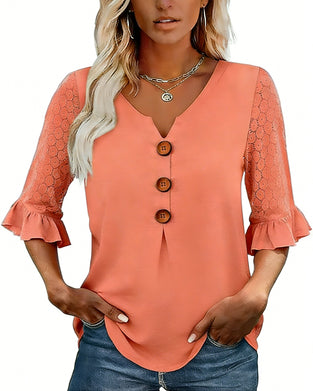 Bluse Rynket Hul Ut Lappeteppe