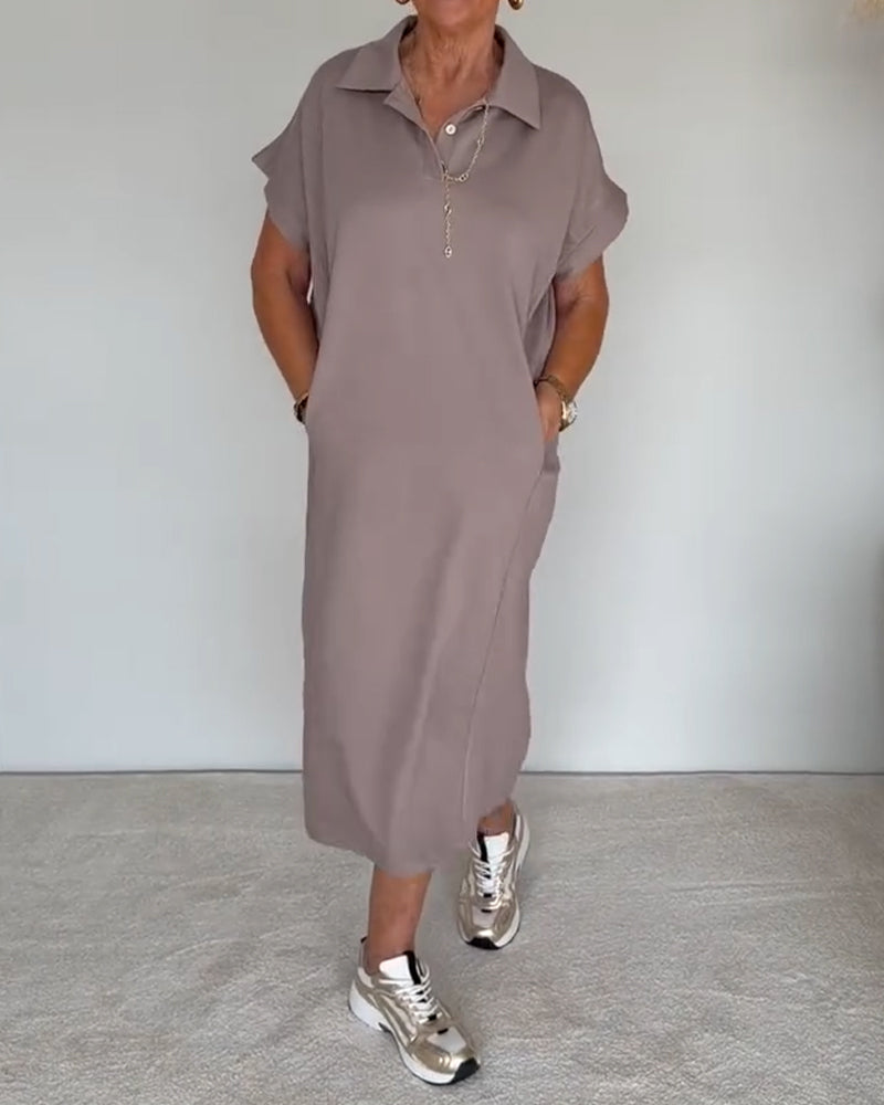 Kjole Casual Løs Polokrage