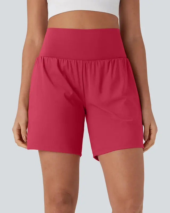 Ensfargede Shorts Høy Midje